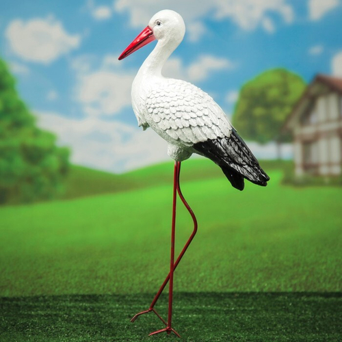Фигурка Аист на железных ногах малый (полистоун)