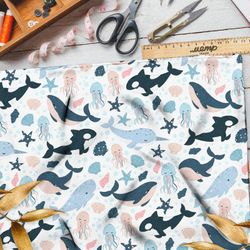 Ткань блэкаут киты и косатки