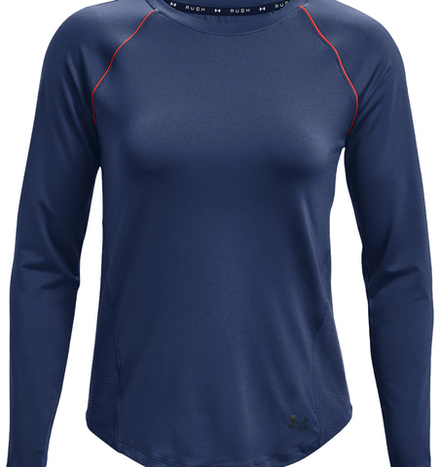 Женская теннисная футболка   Under Armour Rush HeatGear Mesh Long Sleeve W - indigo/metallic silver# XS