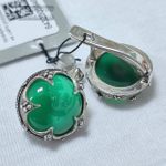 Серьги "Готланд" зеленый агат/бирюза
