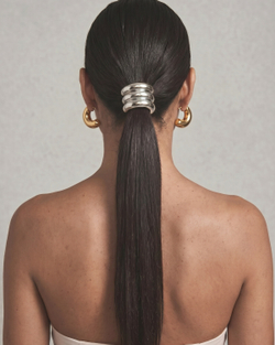Резинка для волос металлическое полукольцо «TRIPLE HAIR CUFF SILVER», золото/серебро