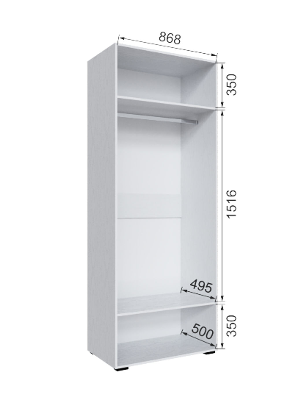 Шкаф без зеркала Бруклин 90Ш