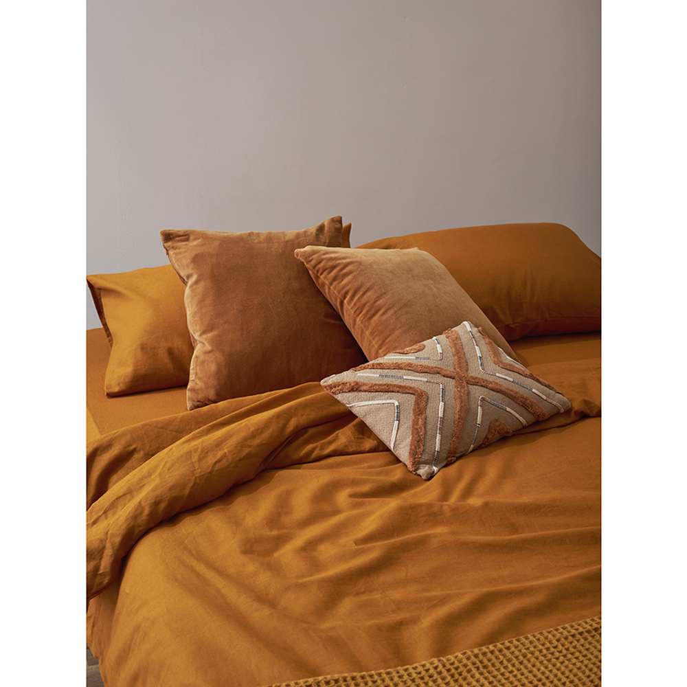 Комплект постельного белья изо льна и хлопка цвета карри из коллекции essential, 150х200 см