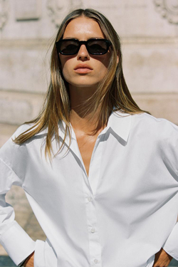 ZARA БАЗОВАЯ РУБАШКА ИЗ ПОПЛИНА, БЕЛЫЙ