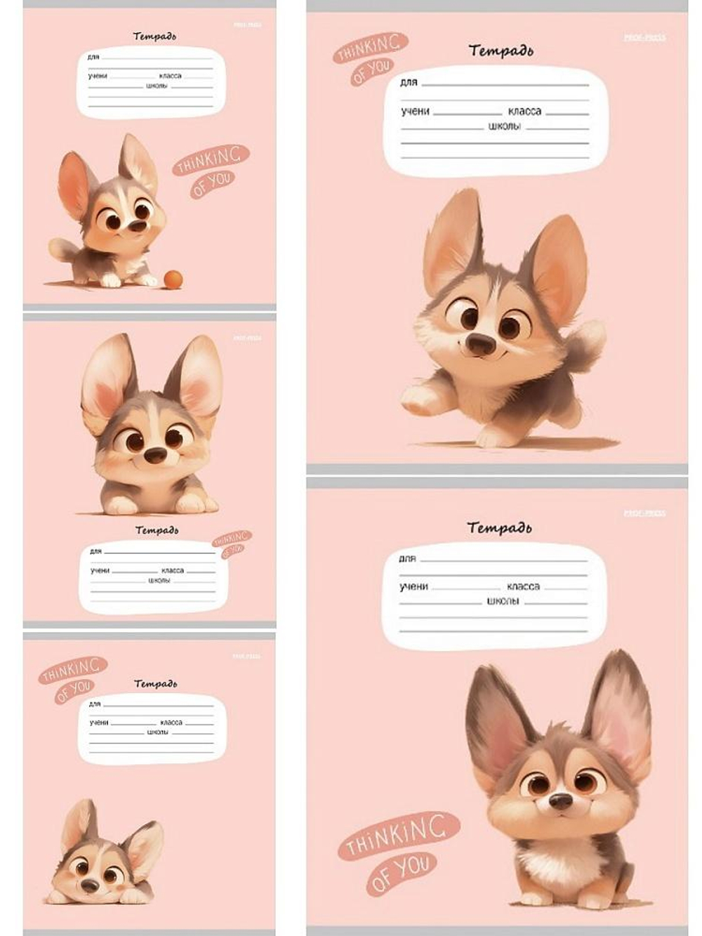 Тетрадь А5 12л. клетка "Маленький корги" цвет. мел.облистер 5 дизайнов (Проф-Пресс)