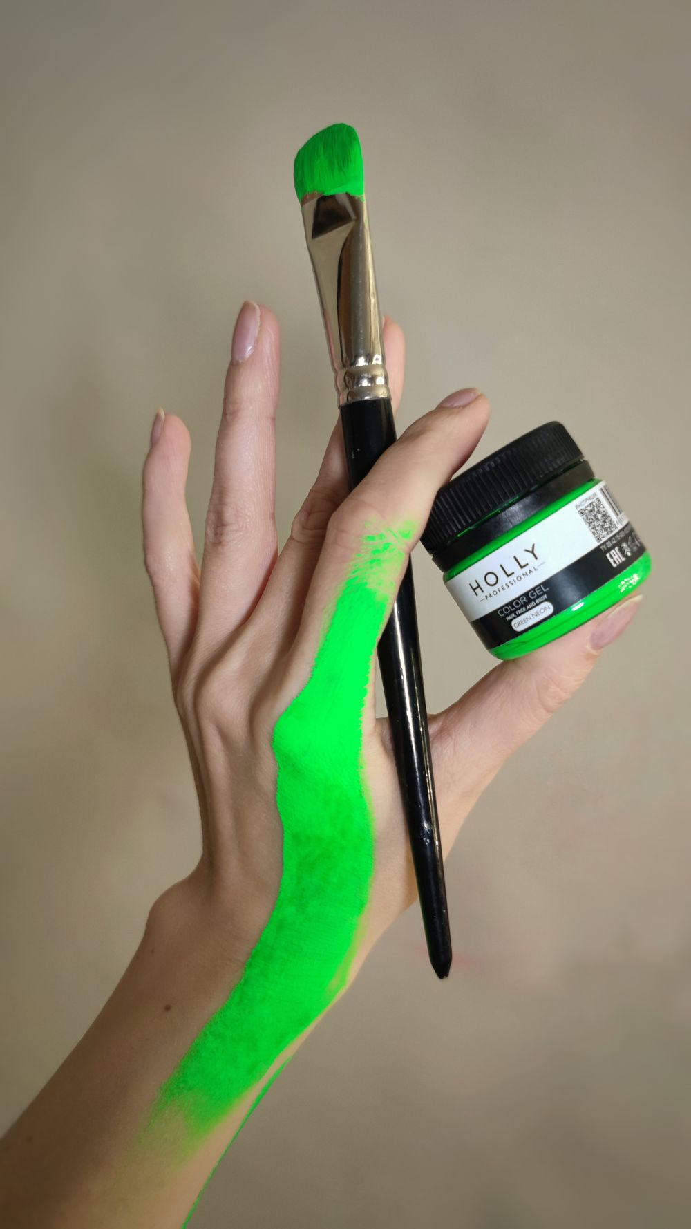 Декоративный гель для лица, волос и тела Color Gel Green Neon