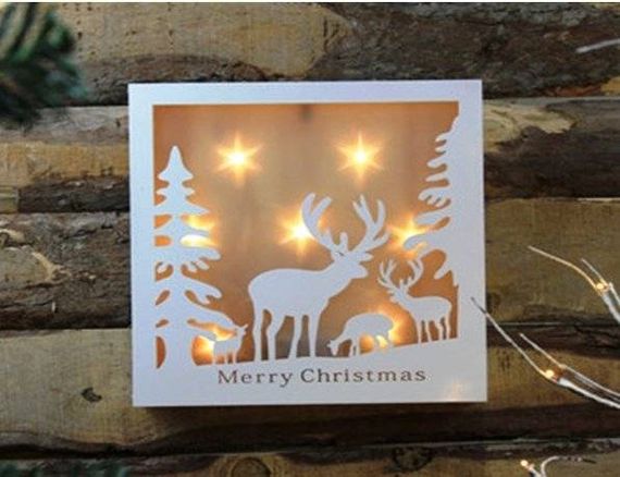 Рождественская декорация Олени в лесу, размер 30*30 см., Svetlitsa (17-190)