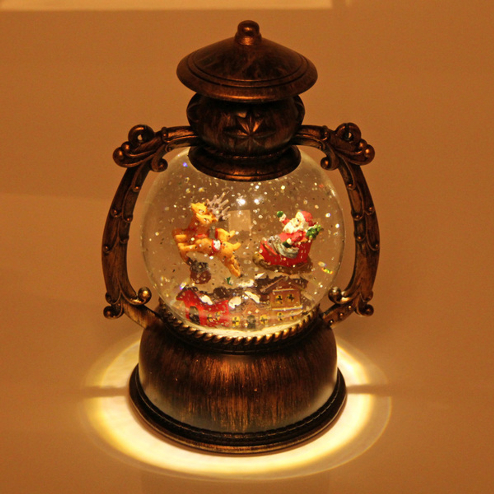 Сувенир с подсветкой Christmas «Лампа Дед Мороз с санями» 20 см