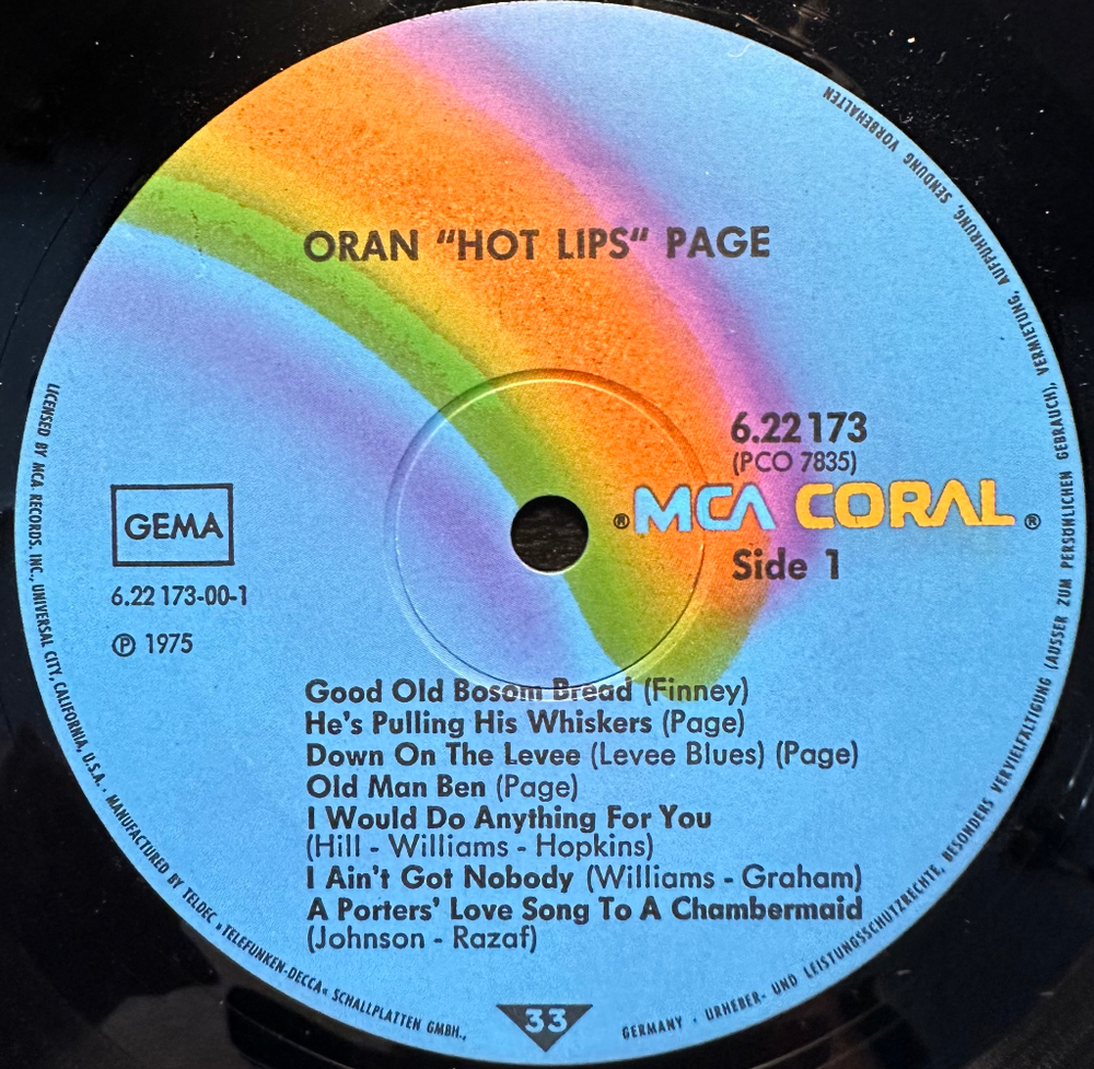 Oran "Hot Lips" Page And His Band* - 1938-1940 (Германия 1975г.)