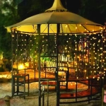 Гирлянда для улицы «Роса» 3м, 20 ламп LED чёрный провод, 2 реж, IP-55, Теплый белый (солнечная батарея).