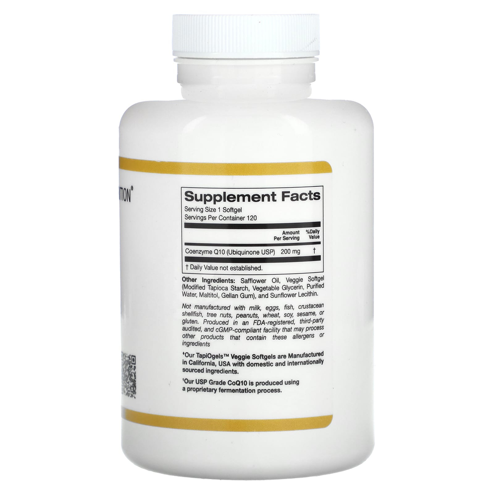 California Gold Nutrition, коэнзим Q10, 200 мг, 120 растительных капсул