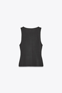 ZARA ТОП ИЗ СТРУЯЩЕЙСЯ ТКАНИ С ДРАПИРОВКОЙ, СВИНЦОВЫЙ