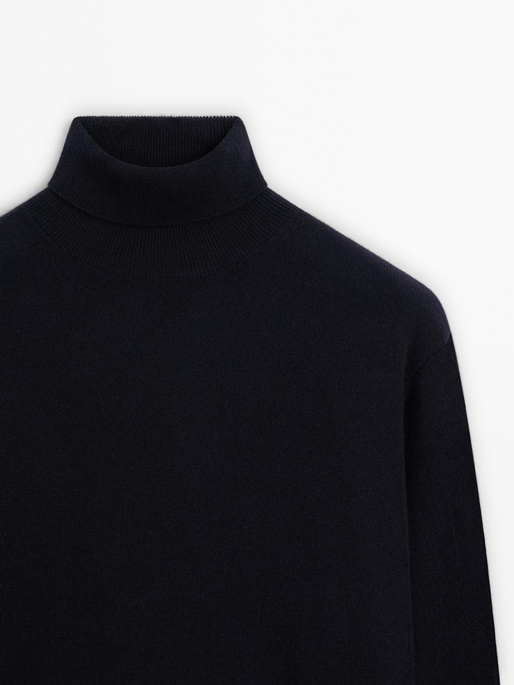 Massimo Dutti Свитер из смесовой шерсти, темно-синий