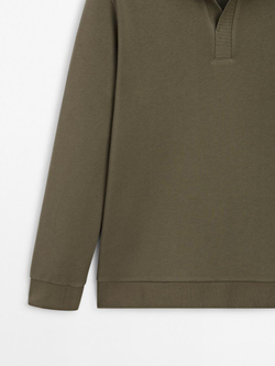 Massimo Dutti Свитер с воротником-поло, хаки