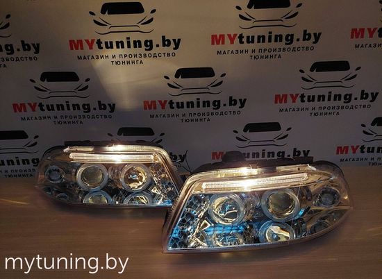 Передние фары angel eyes chrome для VW Passat B5 GP