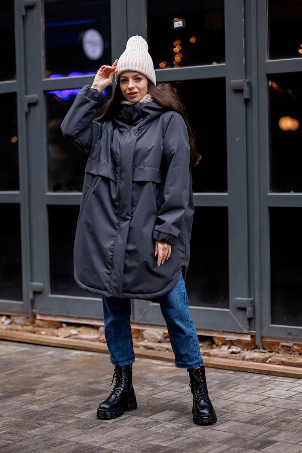 Куртка утепленная женская антрацит - фото 9