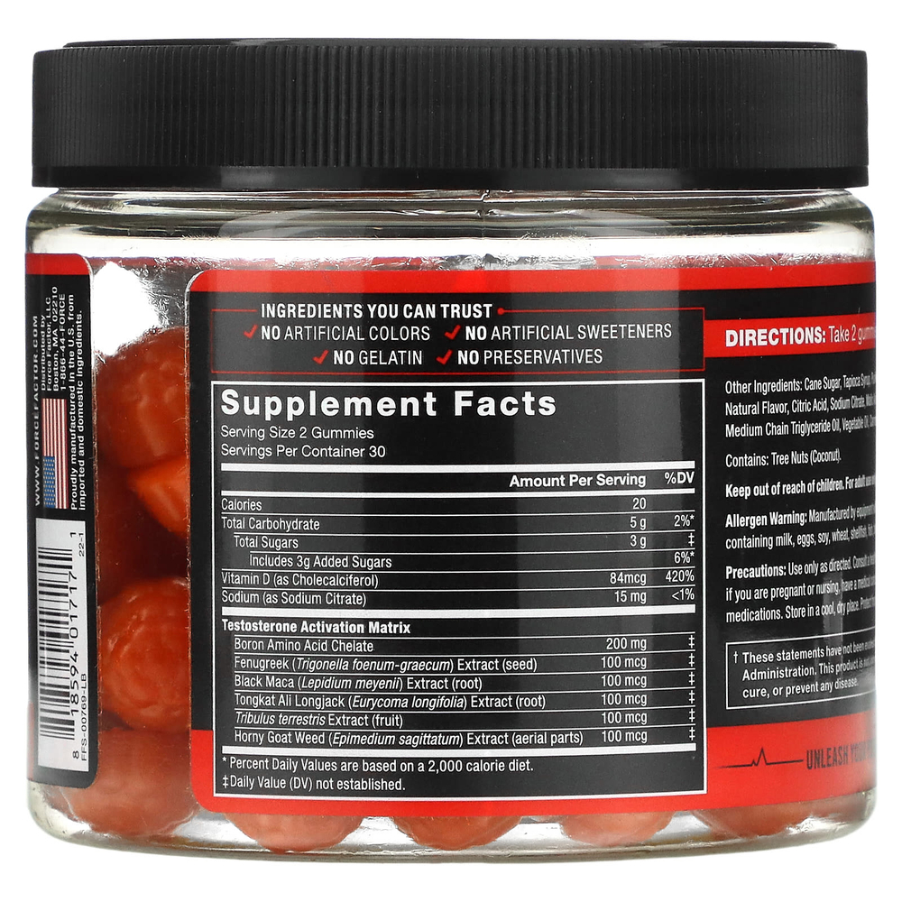 Force Factor, Test X180®, жевательные мармеладки, ягодный пунш, 60 жевательных таблеток