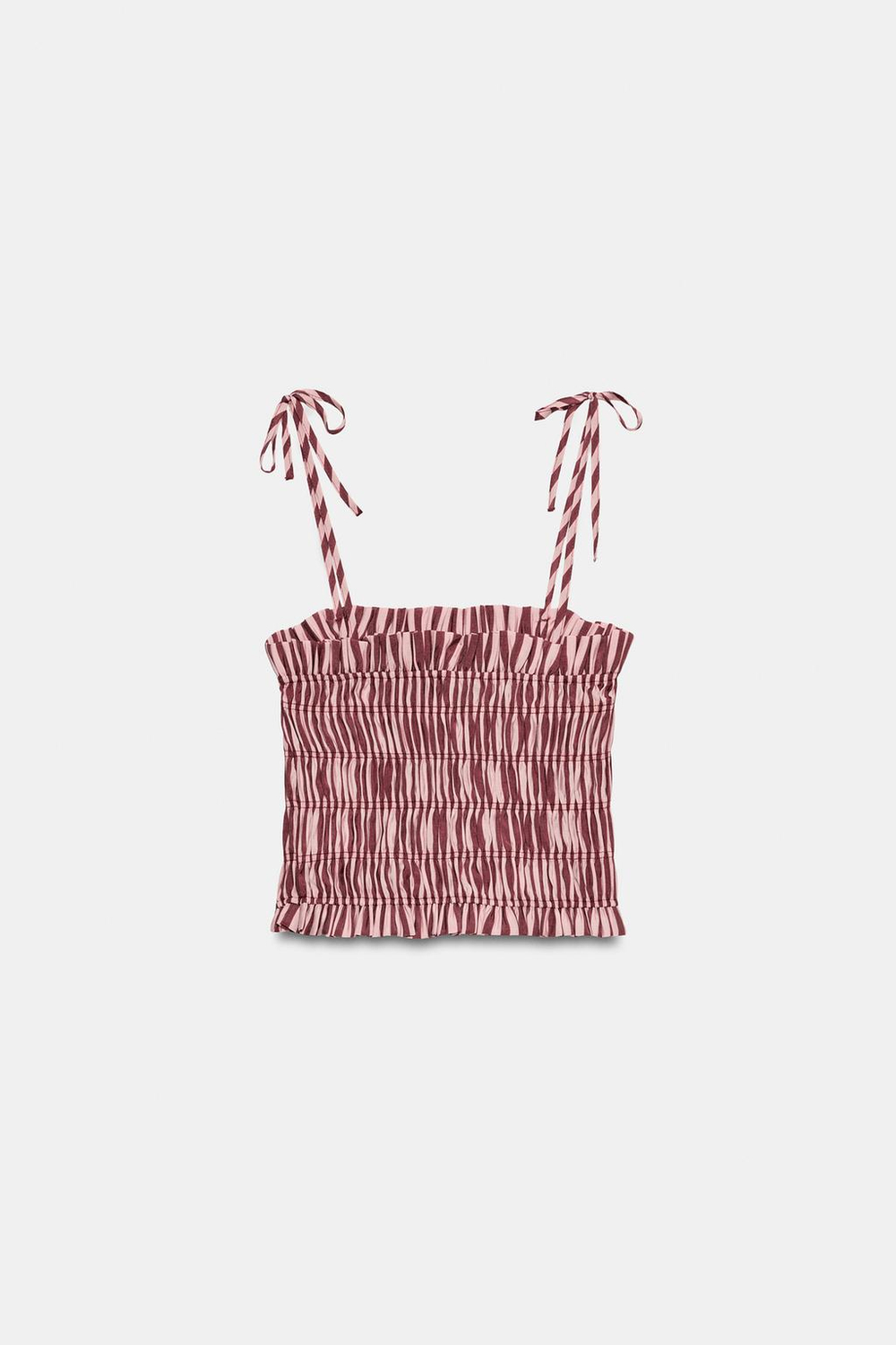 ZARA ТОП НА БРЕТЕЛЯХ СО СБОРКАМИ, ОТТЕНКИ РОЗОВОГО