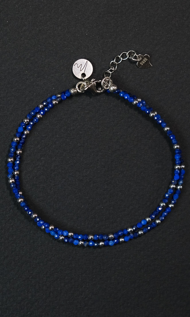 Цепочка "Memo about Finance" из лазурита с серебряными бусинами на замочке 47-54 см