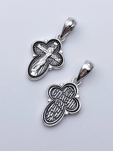 Крест из серебра/Чернение/С подвижным ухом