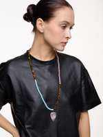 Колье "Stone Heart" из тигрового глаза, розового кварца и турквенита