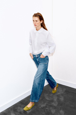 ZARA РУБАШКА С БОЛЬШИМ ОТЛОЖНЫМ ВОРОТНИКОМ, БЕЛЫЙ