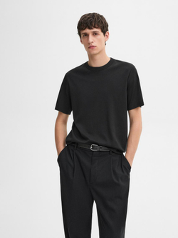 Massimo Dutti Футболка из смесового хлопка, черный