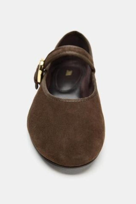 ZARA ЗАМШЕВЫЕ БАЛЕТКИ, ШОКОЛАДНО-КОРИЧНЕВЫЙ