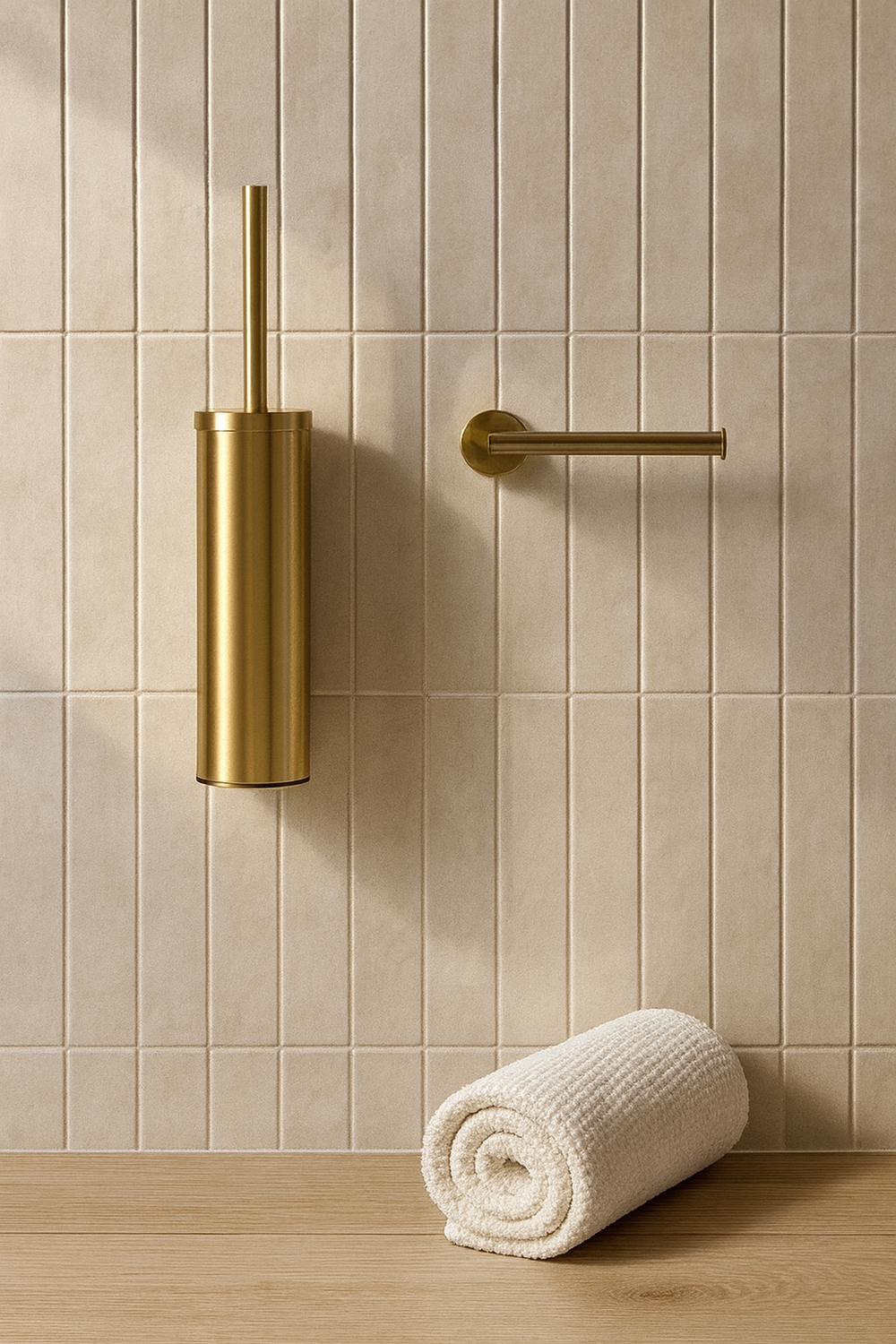 Ершик для унитаза STWORKI Стокгольм S36390GM настенный, золото, с подставкой и держателем