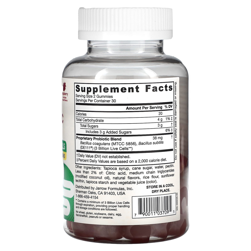 Jarrow Formulas, Пробиотический дуэт, малина, 60 жевательных таблеток