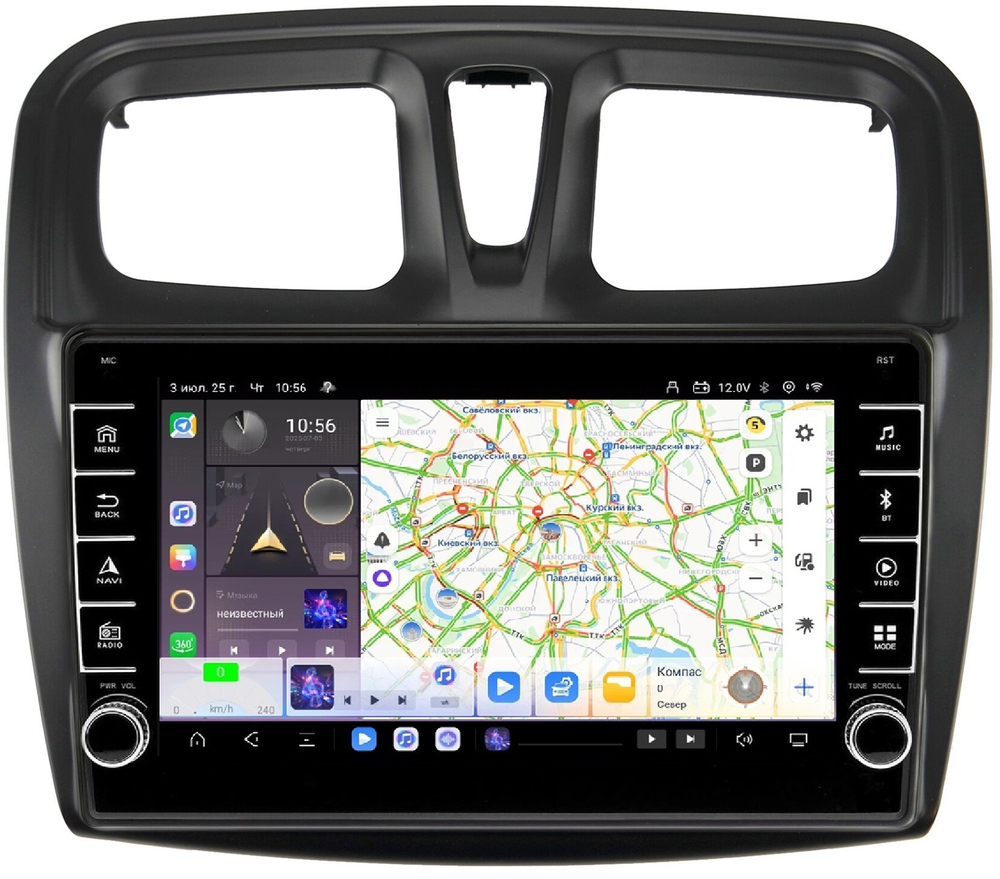 Магнитола для Renault Logan/Sandero 2014+ - Carmedia OL-9945 (кнопки и крутилки) Android 13, TS20, 6+128Гб, CarPlay, 4G SIM-слот