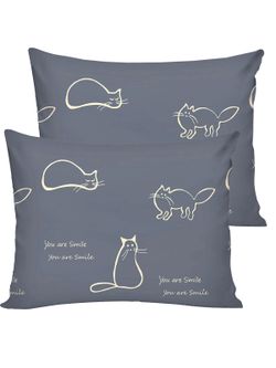 Постельное белье Полисатин Мечта "Котики на сером" 2-спальное Наволочка 50х70 см 2 шт Простынь на резинке 160x200 см Пододеяльник 175x215 см