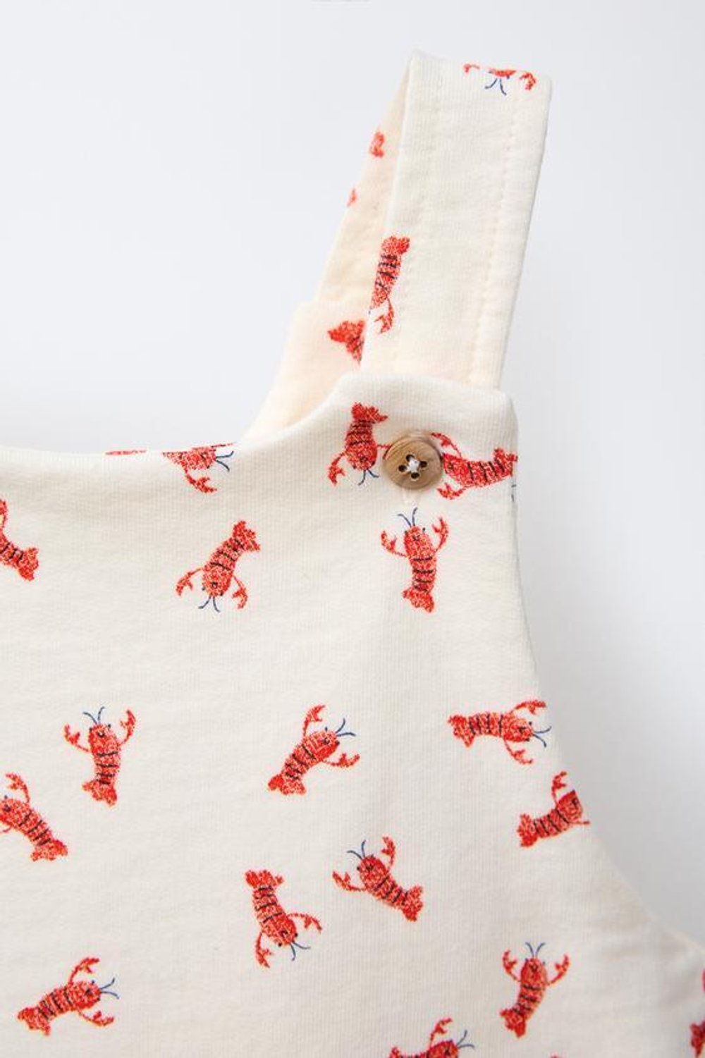 ZARA КОРОТКИЙ КОМБИНЕЗОН С ПРИНТОМ «ЛОБСТЕРЫ», СВЕТЛЫЙ ЭКРЮ