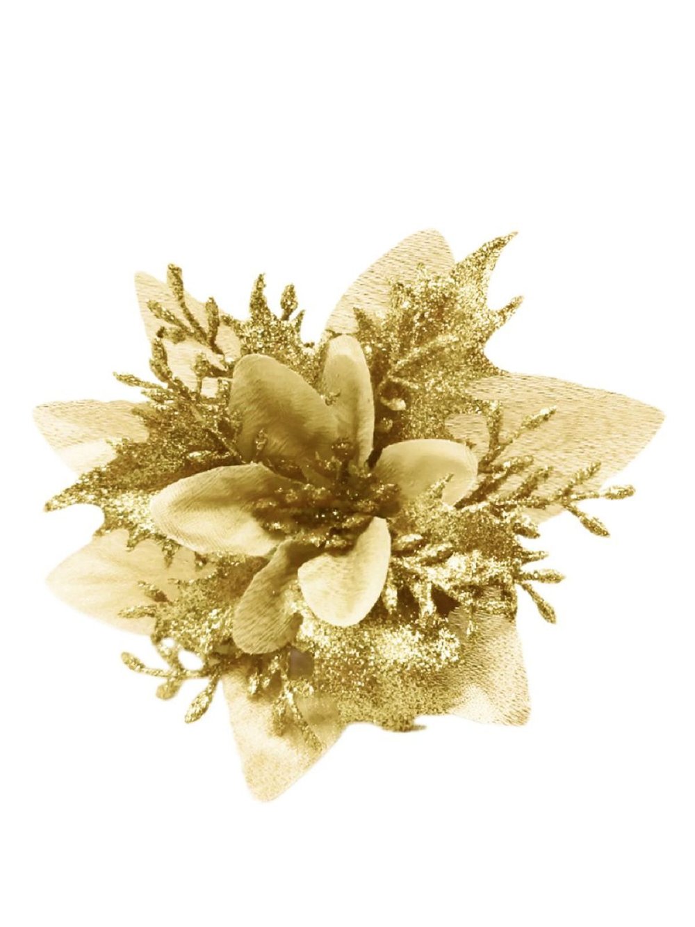 Набор новогодних цветов на ёлку 8шт золотые (6989)