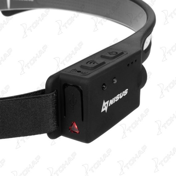 Фонарь налобный сенсорный LED-200 LM, COB-200LM, IPX4, USB (N-FN-HL76) NISUS