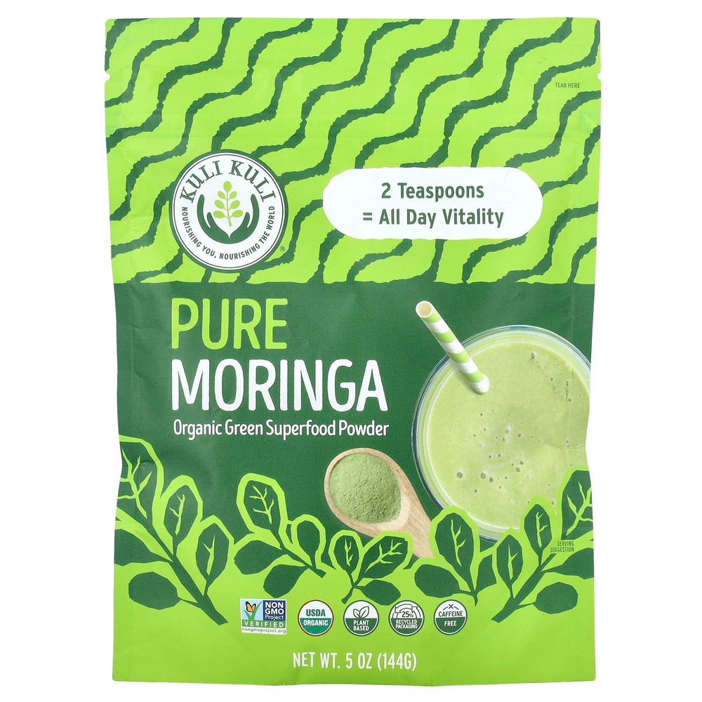 Kuli Kuli, Pure Moringa, органический зеленый суперфуд в порошке, 144 г (5 унций)