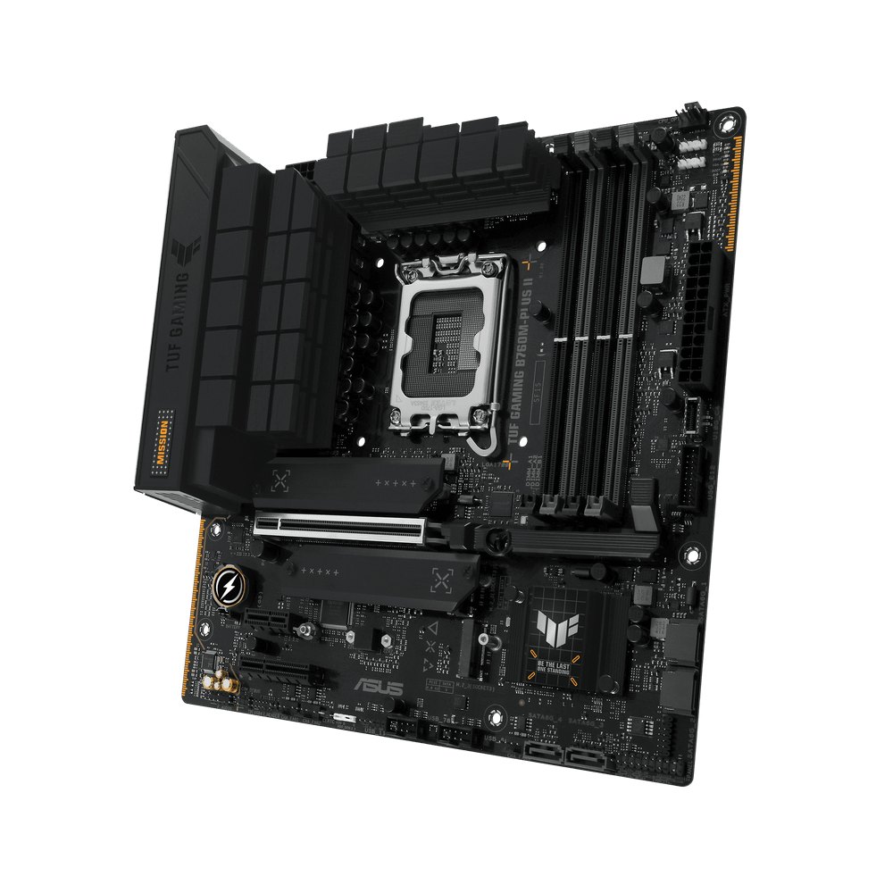 Материнская плата ASUS TUF GAMING B760M-PLUS II, LGA1700 4xDDR5 4xSATA3 3xM.2 RAID HDMI DP mATX