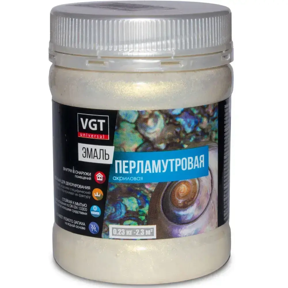 Эмаль декоративная перламутровая VGT ВД-АК-1179 полуглянцевая, полупрозрачная, жемчуг 230г