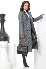 Пальто стеганое серое с поясом DStrend (Акция)