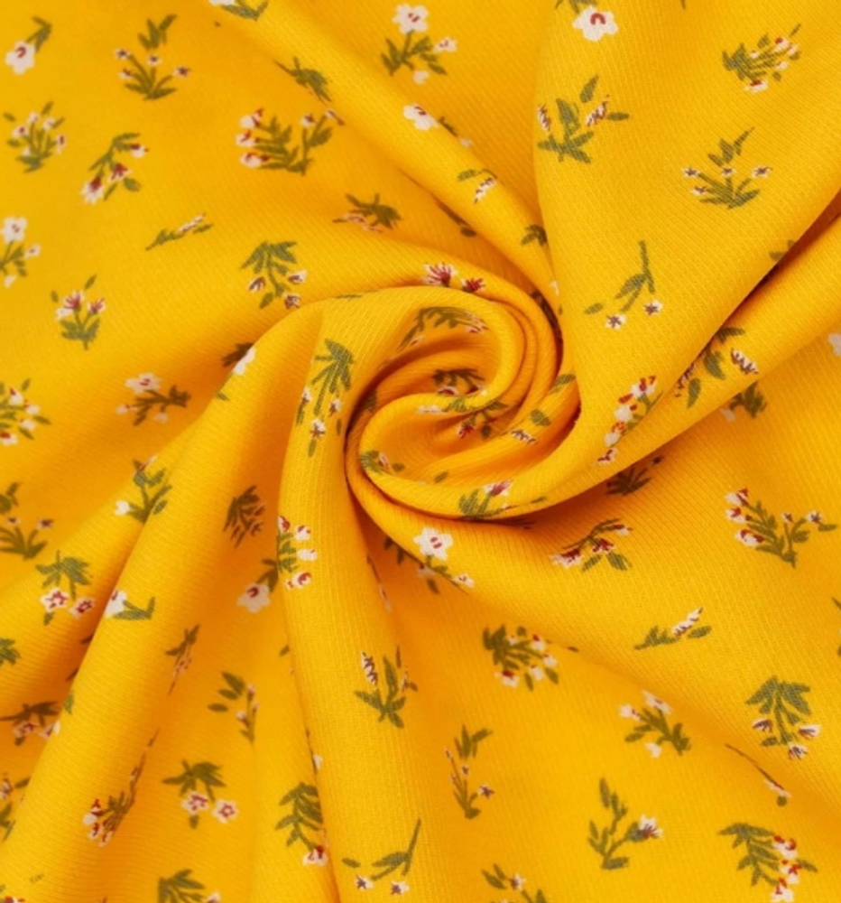 Ткань штапель твил принт 140 гр/м2, 100% вискоза, ш. 145 см, жёлтый