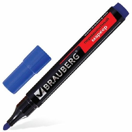 Маркер перманентный 3.0мм, Brauberg Contract, синий