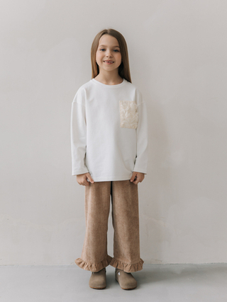 Вельветовые брюки с рюшками, Кофе