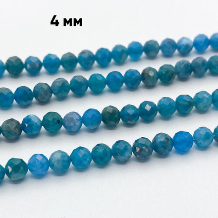 Апатит граненый бусины, диаметр 3,9-4,1 мм, цена за отрезок 19 см (1/2 нити)