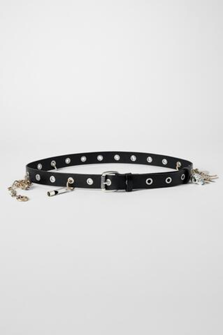 ZARA X KATE MOSS КОЖАНЫЙ РЕМЕНЬ С КОНТРАСТНЫМИ ДЕТАЛЯМИ, ЧЕРНЫЙ