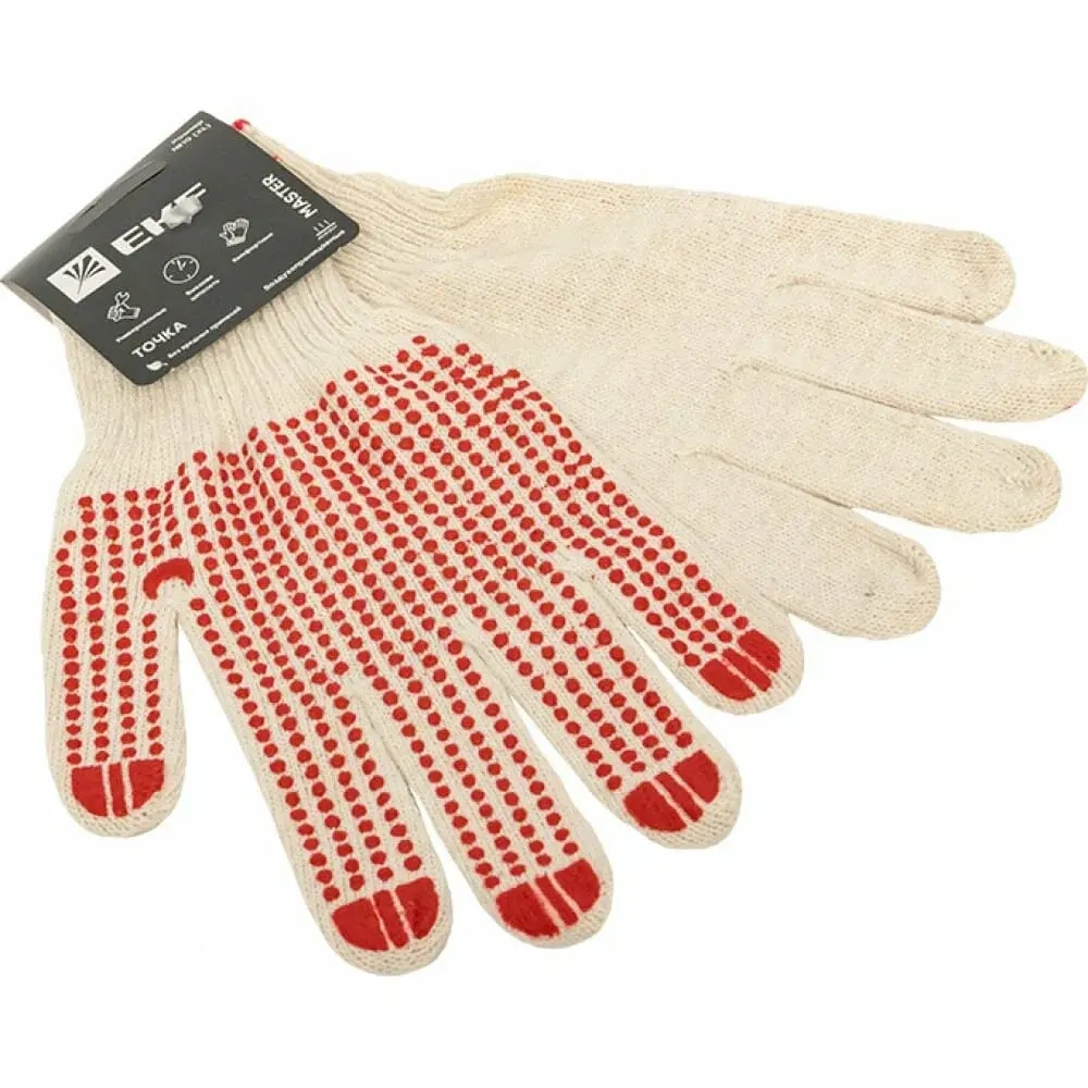 Перчатки рабочие ТОЧКА с ПВХ-покрытием (10 класс вязки) Master, EKF