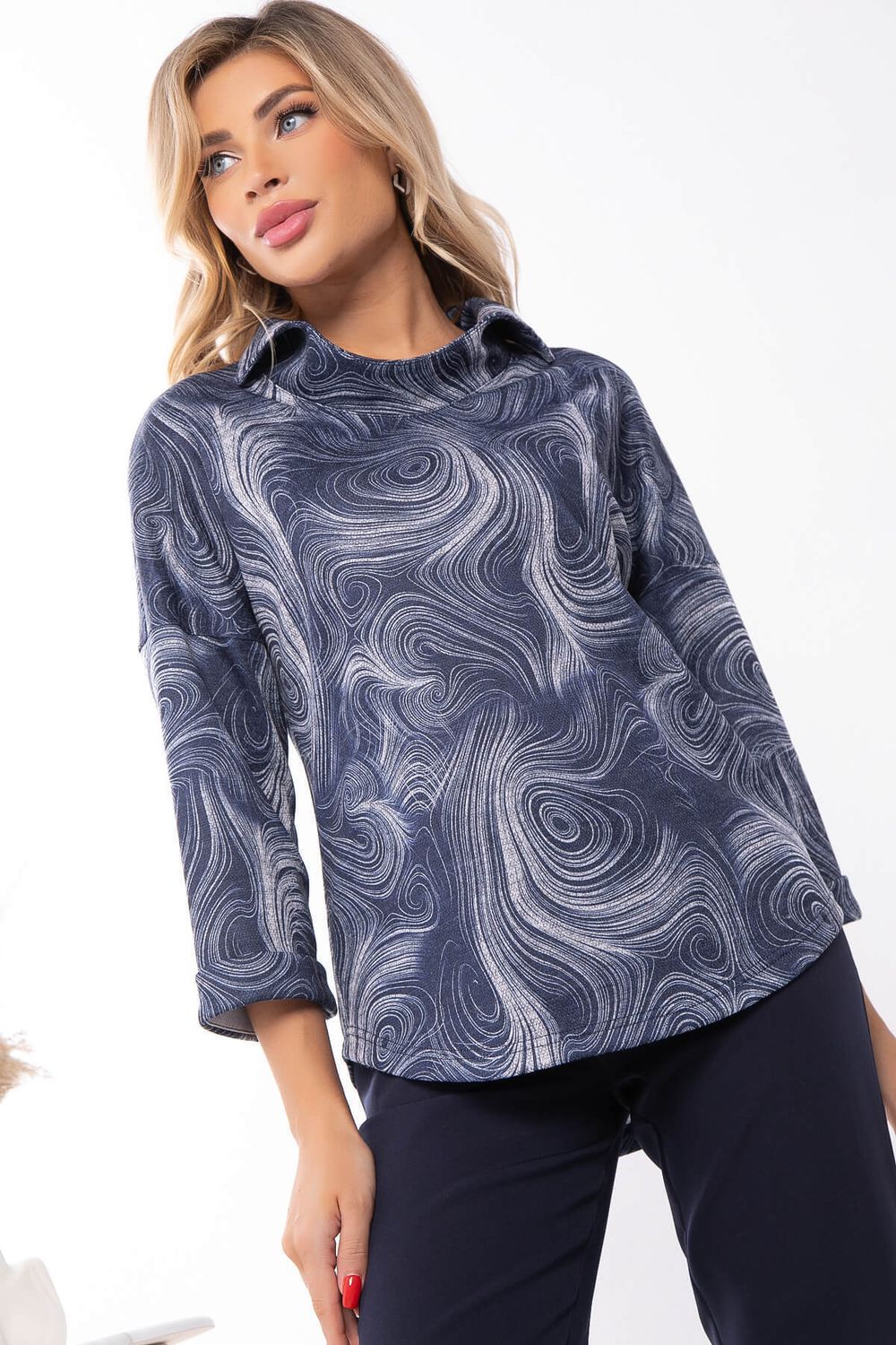 Блуза "Казимира" (синяя/абстракция) Б7471 LT Collection (Акция)