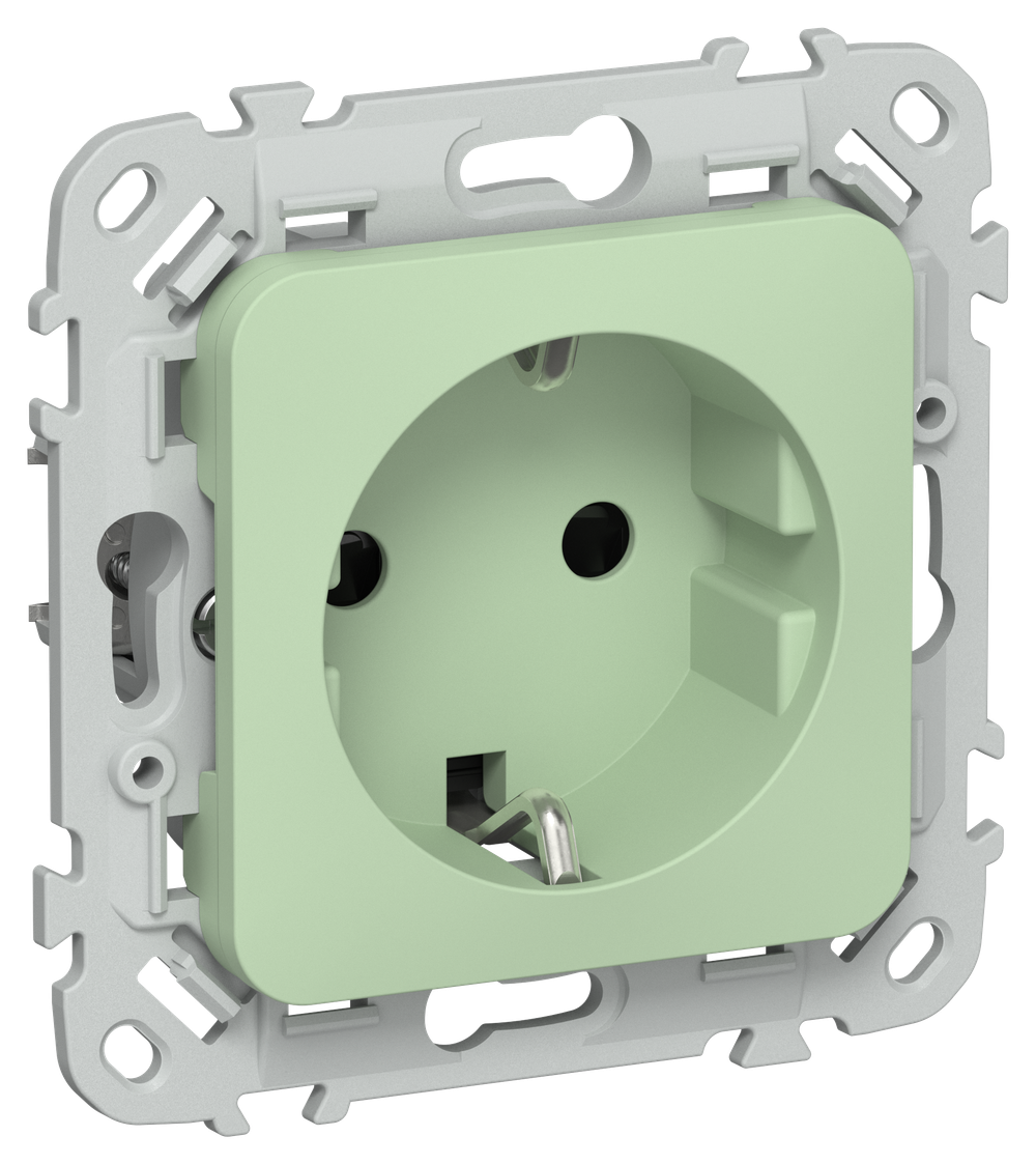 FLITE Розетка с заземлением с защитными шторками безвинтовое крепление 16А РСш11-1-ФлФ фисташковый IEK