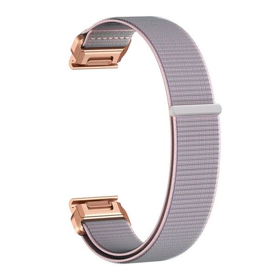 Ремешок QuickFit 20 мм нейлоновый для Garmin Fenix 7S, Fenix 6S, Fenix 5S, Instinct 2S, Epix Pro Gen 2 (42 mm) быстросъемный велкро (Розово-серый, золото)