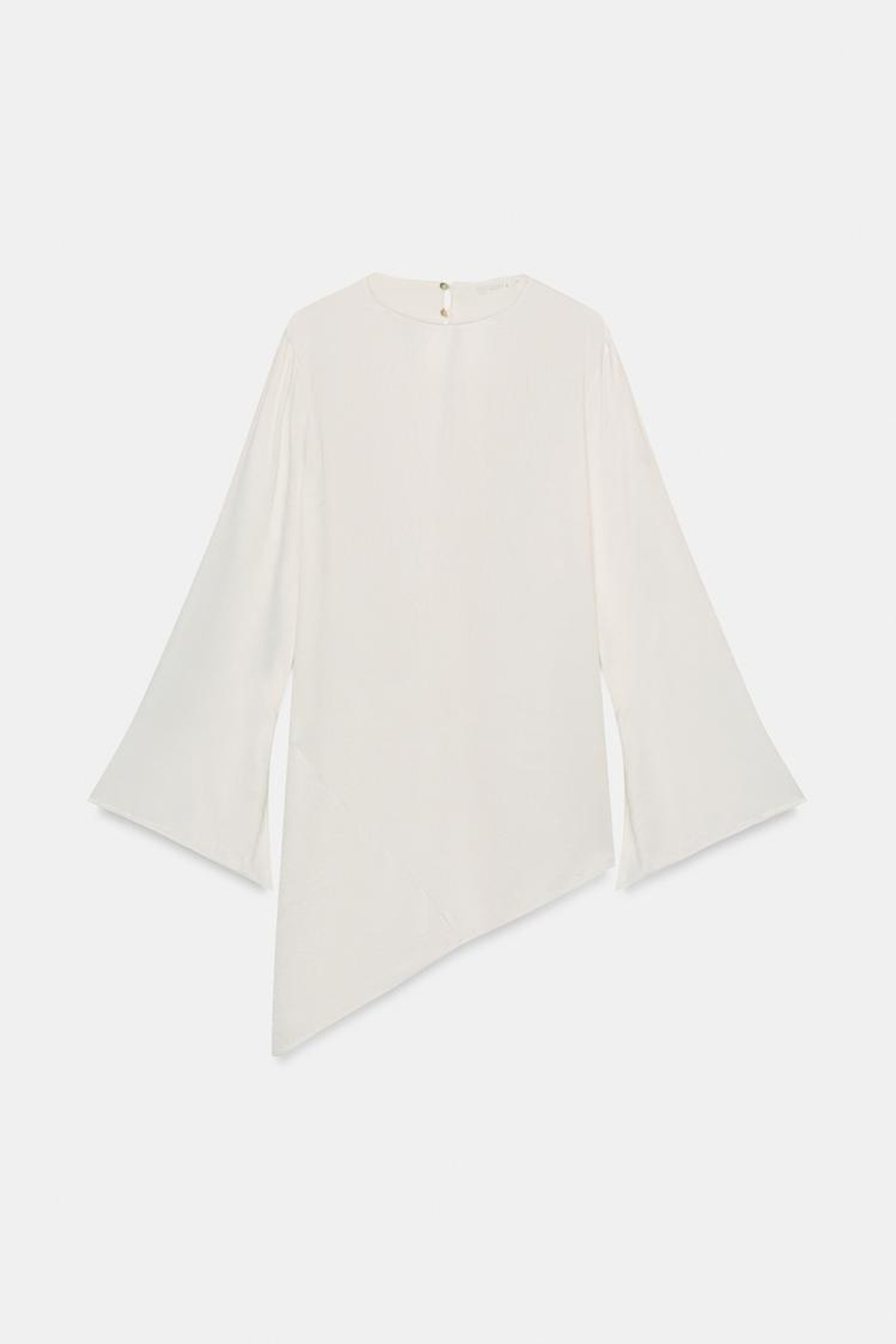 ZARA АСИММЕТРИЧНЫЙ АТЛАСНЫЙ ТОП ZW COLLECTION, ЖЕЛТОВАТО-БЕЛЫЙ