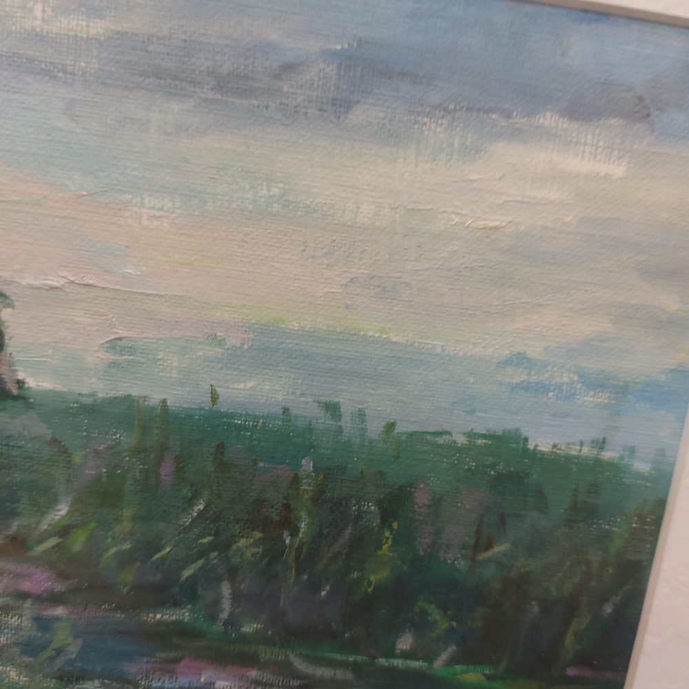 Картина авторская маслом на бумаге в паспарту 30х40 см на стену для интерьера "В ожидании Аленушки"